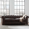 Rolled Arm Back Tufted Chesterfield Sofa in Leatherette - Luxe Maple