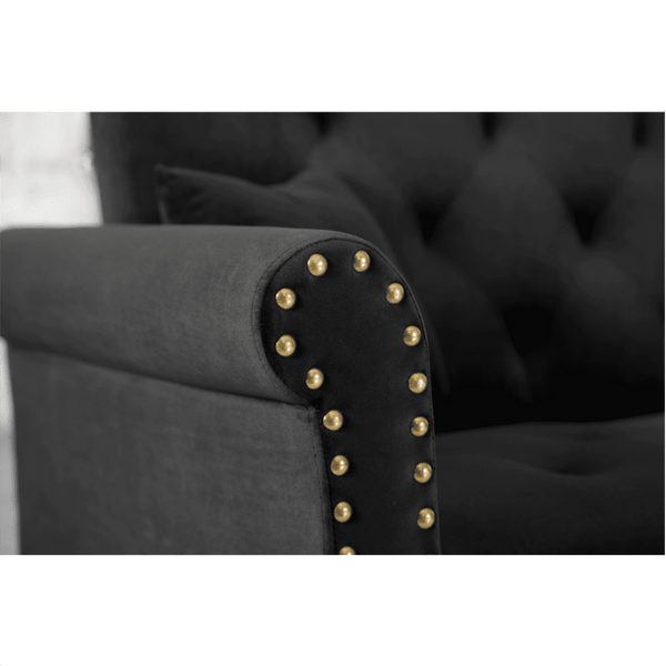 Tufted back Suede Chesterfield Sectional Sofa - Luxe Maple