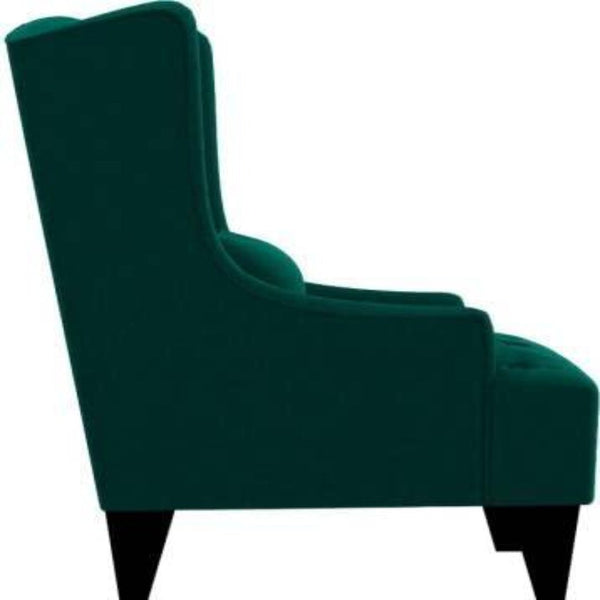Cayo Chesterfield Wing Chair in Green Color - Luxe Maple