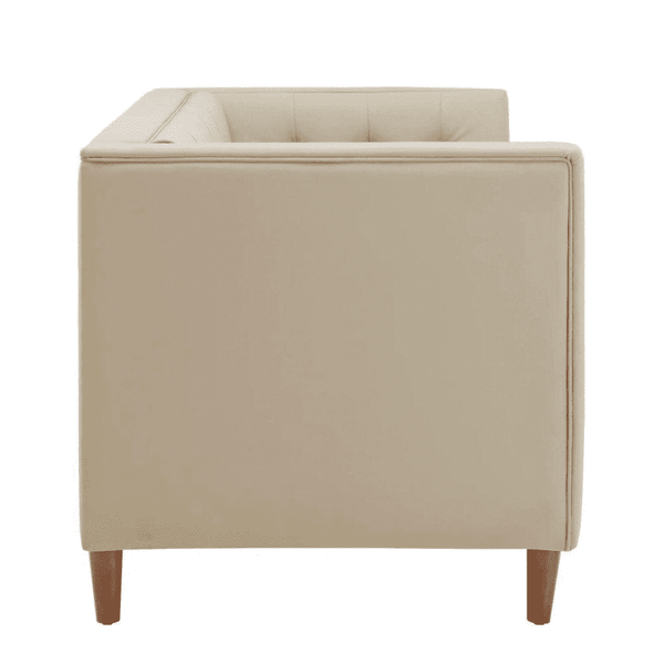 Brew Tuxedo Faux Leatherette Sofa with Accent Pillows - Luxe Maple