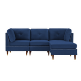 Glossy Sectional Suede Sofa Set With Ottoman