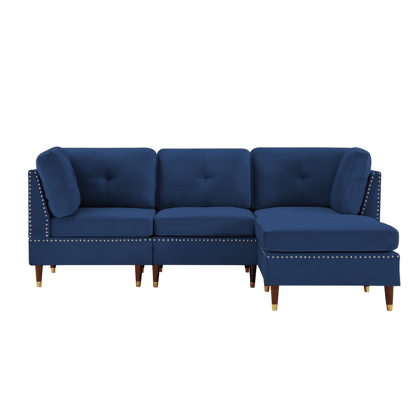 Glossy Sectional Suede Sofa Set With Ottoman - Luxe Maple