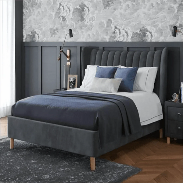 Knox Luxury Upholstered Bed Without Storage in Suede.