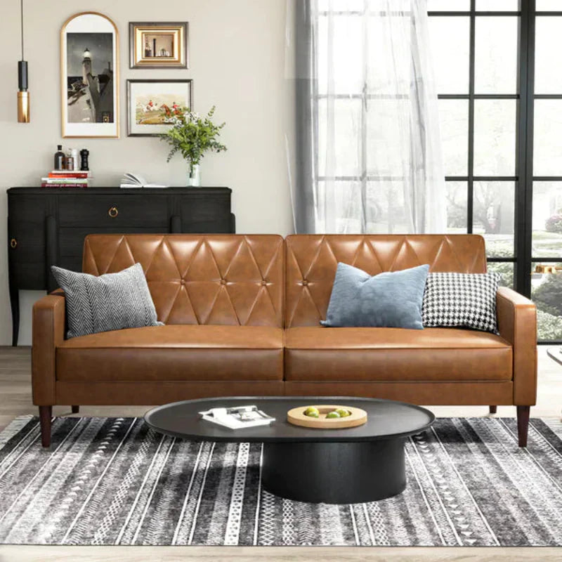 Hickup Luxury Sofa Set in Leatherette Tan