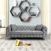 Dollo Chesterfield Suede Tufted Sofa Set - Luxe Maple