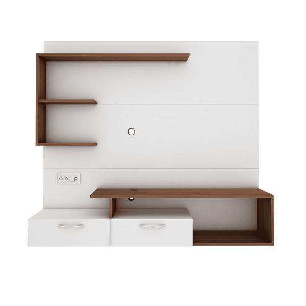 Viny TV Panel- Frosty White- Upto 55 inches TV - Luxe Maple
