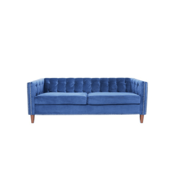 Rosy Sofa Set in Blue Suede Fabric - Luxe Maple