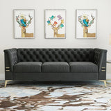 Loft Chesterfield Sofa Set in Suede 3 Seater Charcoal