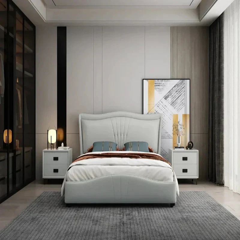 Trilif Luxury Upholstered Bed in Leatherette King Pro