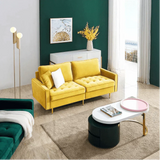 Block Down Luxury Sofa Set in Suede Yellow