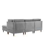 Glossy Sectional Suede Sofa Set With Ottoman