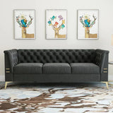 Loft Luxury Chesterfield Sofa Set in Suede Charcoal