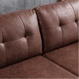 Viatol High Back Couch Mid-century Suede Leather Wood Legs Chaise Sofa
