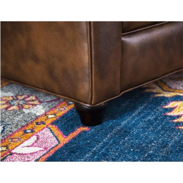 Rolled Arm Back Tufted Chesterfield Sofa in Leatherette - Luxe Maple