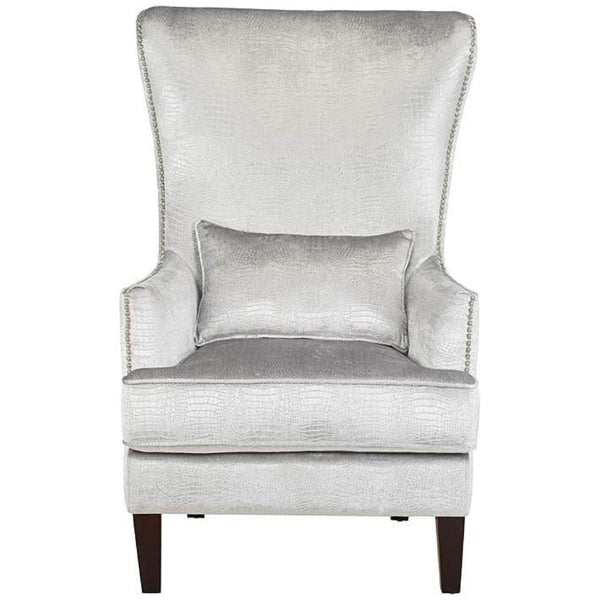 Volvo High Back Wing Chair In Silver Color - Luxe Maple