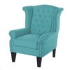 Wayside Chesterfield Wing Chair in Blue Color - Luxe Maple