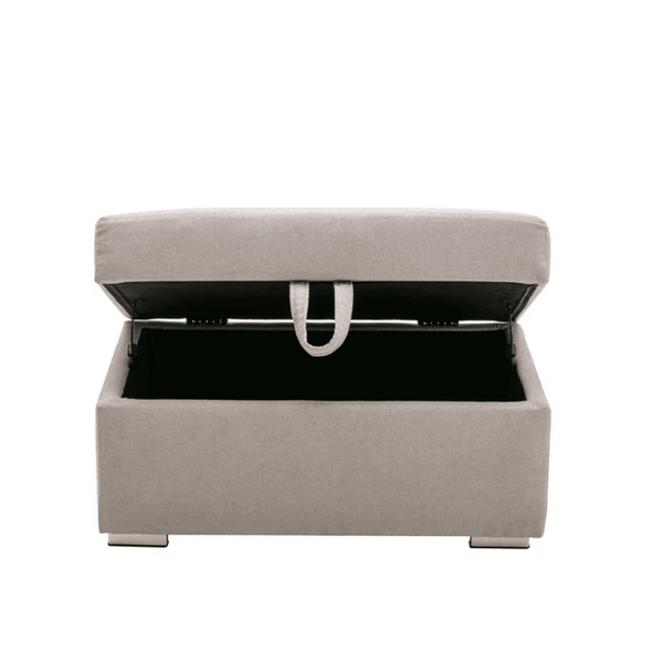 Nollon Linen Fabric Sectional Sofa with Pillows and Storage Ottoman - Luxe Maple