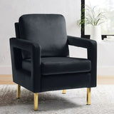 Jojo Upholstered Accent Chair in Suede Black