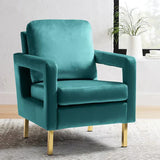 Jojo Upholstered Accent Chair in Suede Teal Blue