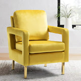 Jojo Upholstered Accent Chair in Suede Yellow