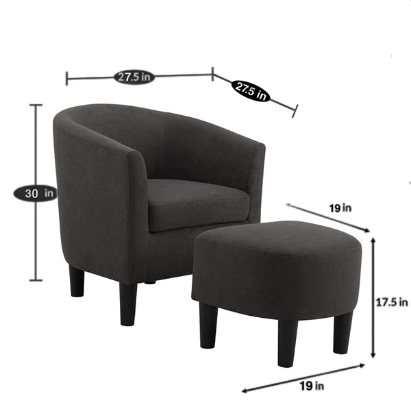 Woodster Langley Single Seater Accent Chair with Footstool Ottoman in Yellow - Luxe Maple