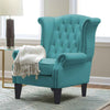 Wayside Chesterfield Wing Chair in Blue Color - Luxe Maple