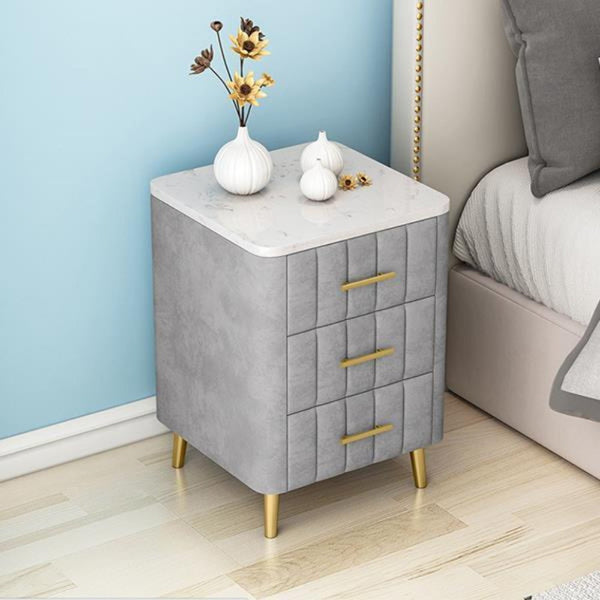 Masco Upholstered 3 Drawer Bedside.