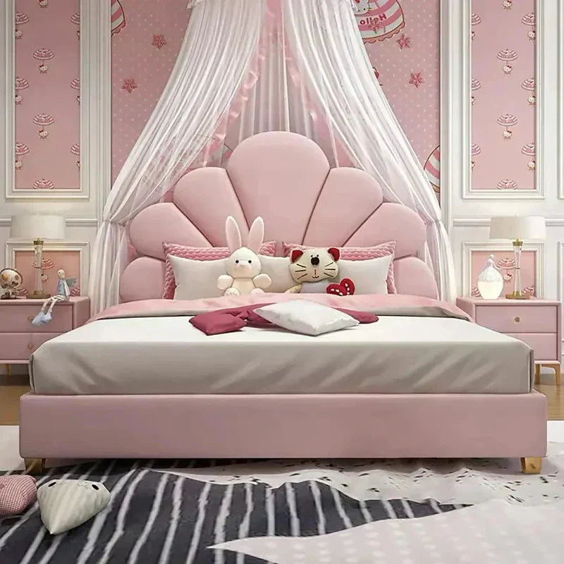 Dolcy Upholstered Kids Bed Without Storage in Suede King Pro