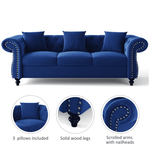 Jack & Hill Chesterfield Suede Sofa Set - Luxe Maple