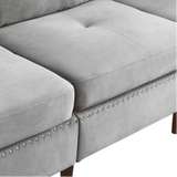 Glossy Sectional Suede Sofa Set With Ottoman