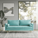 Craftmen Modern Sofa Set in Suede Fabric Sky Blue