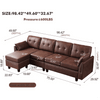 Viatol High Back Couch Mid-century Suede Leather Wood Legs Chaise Sofa - Luxe Maple