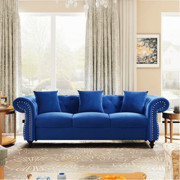 Jack & Hill Chesterfield Suede Sofa Set - Luxe Maple