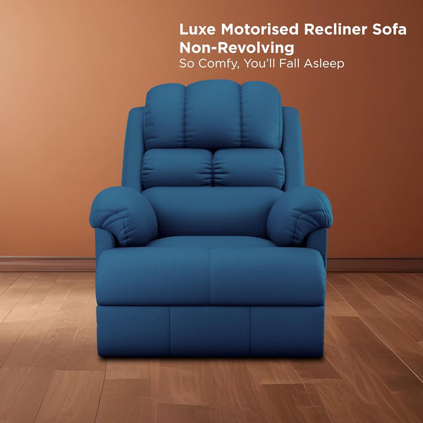 Hyper Luxe Motorised Standard Recliner In Blue.