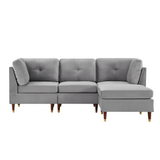 Glossy Sectional Suede Sofa Set With Ottoman