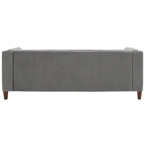 Silver Orchid Jewel-tuft Grey Suede Seating with Nailhead - Luxe Maple