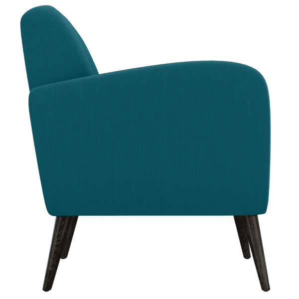 Keflavik Mid-century Peacock Blue Linen Arm Chair - Luxe Maple