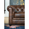 Rolled Arm Back Tufted Chesterfield Sofa in Leatherette - Luxe Maple