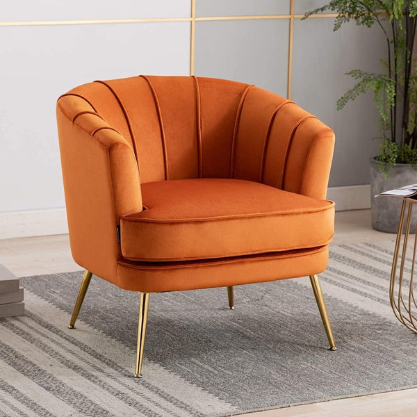 Cozy Couch Accent Chair in Orange Color - Luxe Maple