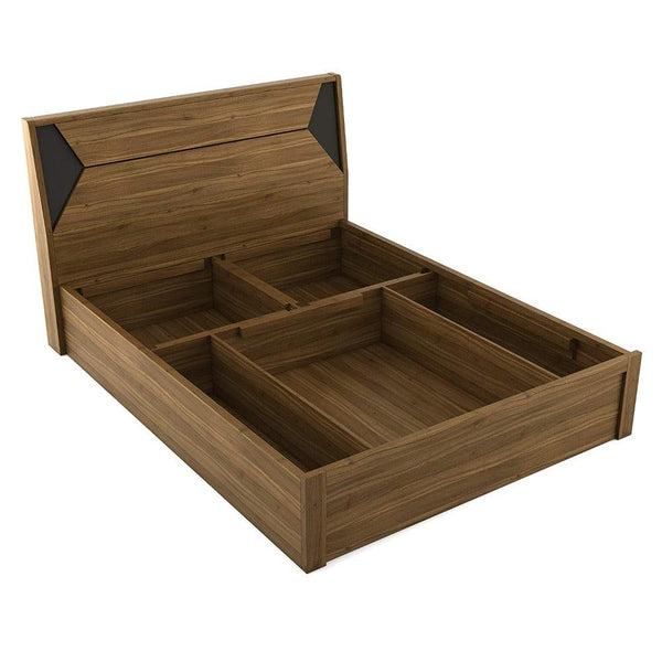 Dollo Wooden Bed In Tan With Storage - Luxe Maple