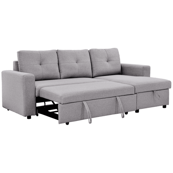 Roxy L-Shaped Sectional Storage Sofa Cum Bed - Luxe Maple