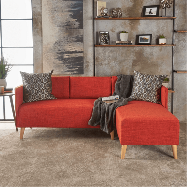 Augustus Mid-century Modern Fabric Chaise Sectional - Luxe Maple