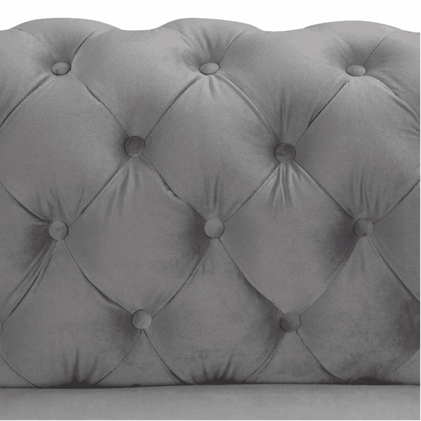 Dollo Chesterfield Suede Tufted Sofa Set - Luxe Maple