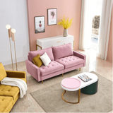 Block Down Luxury Sofa Set in Suede Pink