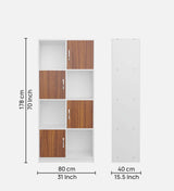 Akaya Bookshelf In White & Walnut - Luxe Maple