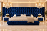 BigBoss Premium Upholstered Bed With Side Tables in Suede - Luxe Maple