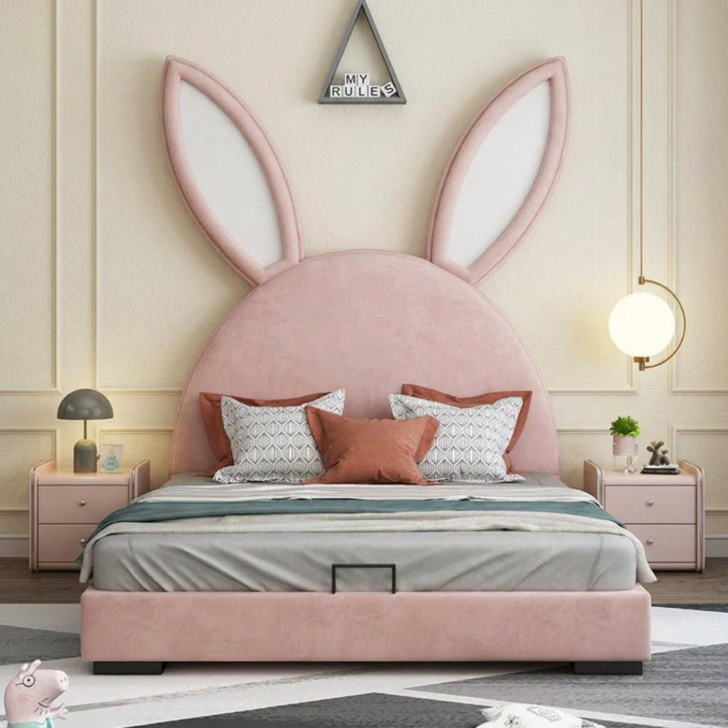 Bunny Luxury Upholstered Kids Bed in Suede | Premium Kids Bed - Luxe Maple