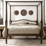 Mid Century Solid Wood Luxury Poster Bed in Dark Brown
