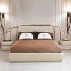 Vivo Premium Upholstered Bed With Side Tables in Suede King Pro