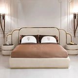 Vivo Premium Upholstered Bed With Side Tables in Suede King Pro